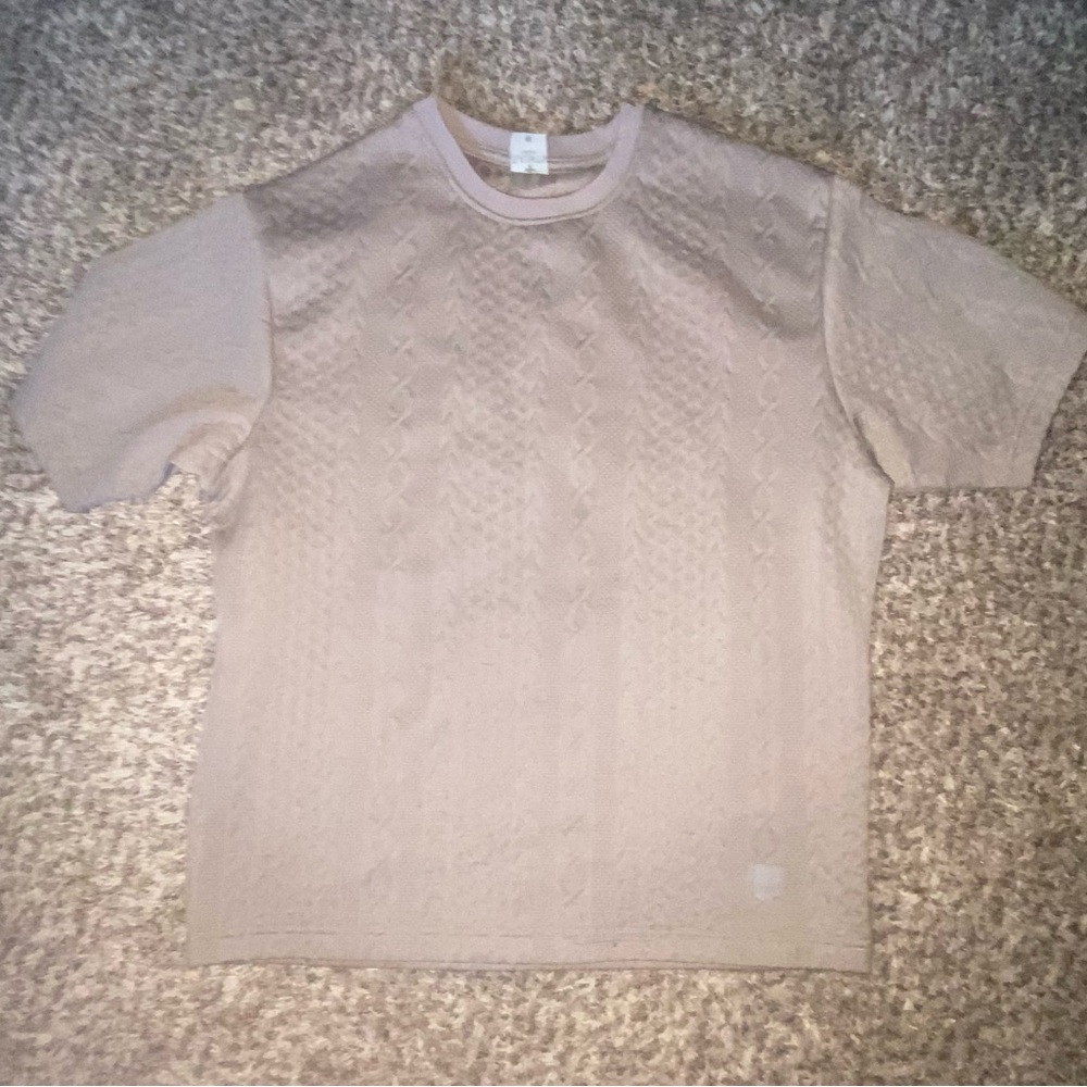 Beige Short Sleeve Knit Top